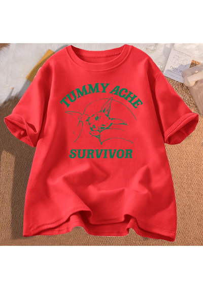Flood Of Style Karın Ağrısı Survivor T Shirt Erkekler Kadınlar Komik Karın Ağrısı Tee Tshirt Pamuklu T-shirt Kırmızı