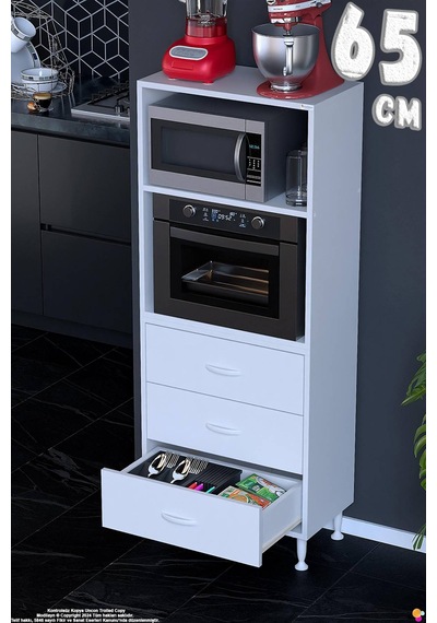 Velar 65 Cm 3 Çekmeceli Mikrodalga Fırın Mutfak Erzak Dolabı Çok Amaçlı Banyo Dolabı 65x150x32 Cm Beyaz Velar 65 Cm 3 Çekmeceli Mikrodalga Fırın Mutfak Erzak Dolabı Çok Amaçlı Banyo Dolabı 65x150x32 Cm Beyaz