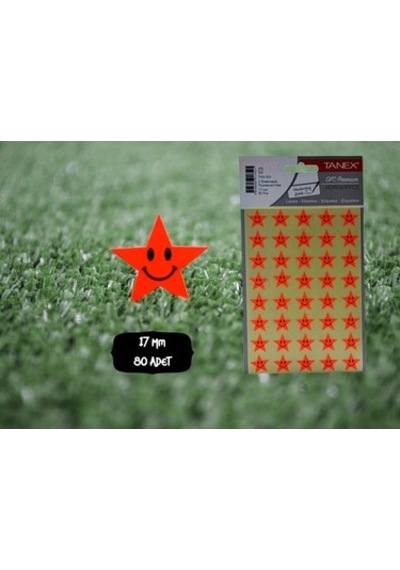 Tanex Yıldız Etiketi 17 Mm Flo Kırmızı 2 Ad. Tnx-303