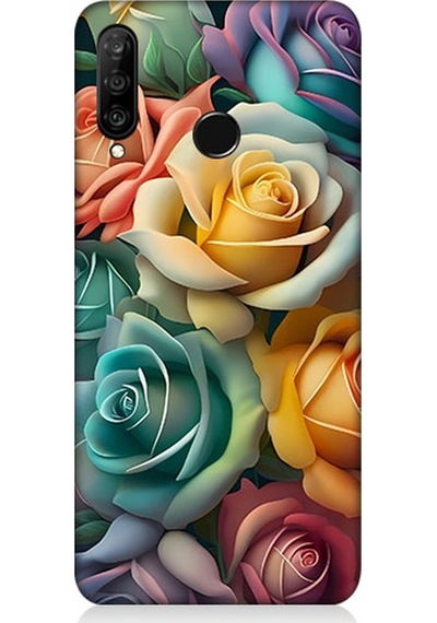 Huawei P30 Lite Uyumlu Silikon Kılıf Pastel Soft Güller