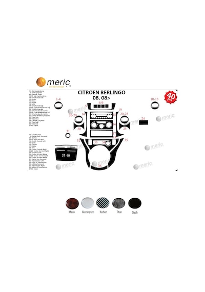 Meriç® Citoren Berlingo Ön Torpido Kaplama 40 Parça 2008-2018 (530157130)