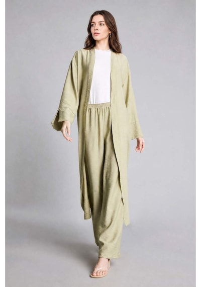 Defacto Regular Fıt Düşük Omuzlu Uzun Kollu Haki Kimono I0703ax26hskh271 Haki-kh271