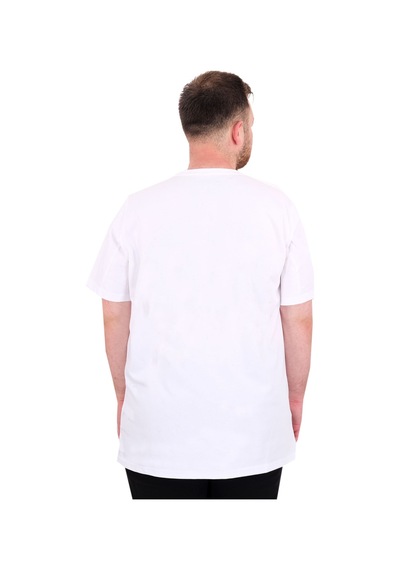 Mode Xl Büyük Beden Erkek T-shirt Bisiklet Yaka Basic U25162 Beyaz Beyaz