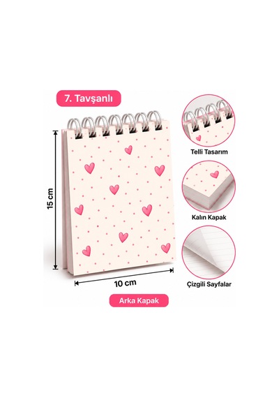 Tavşanlı Model-15 10 Cm Spiralli Bloknot 40 Yaprak 80 Sayfa Çok Renkli