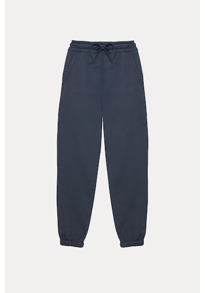 Tudors Unisex Relax Fit Rahat Kesim Şardonlu 3 Cepli Lastikli Jogger Paça Gri Eşofman Altı-32646 Gri