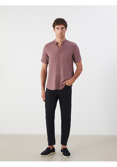 Lcwaıkıkı Classic Bordo Regular Fit Hakim Yaka Kısa Kollu Erkek Gömlek