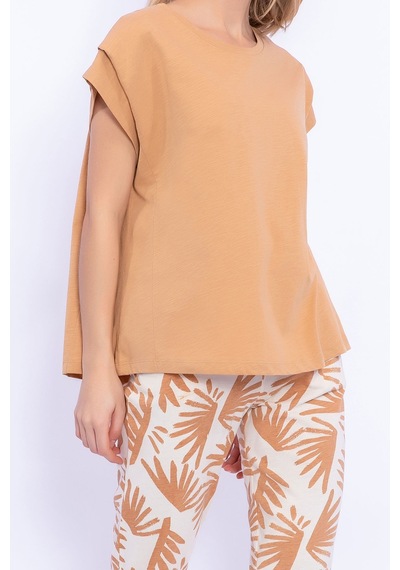 Arnetta Yaprak Desenli Camel Kadın Slim Fit Takım 5274-28908 Camel