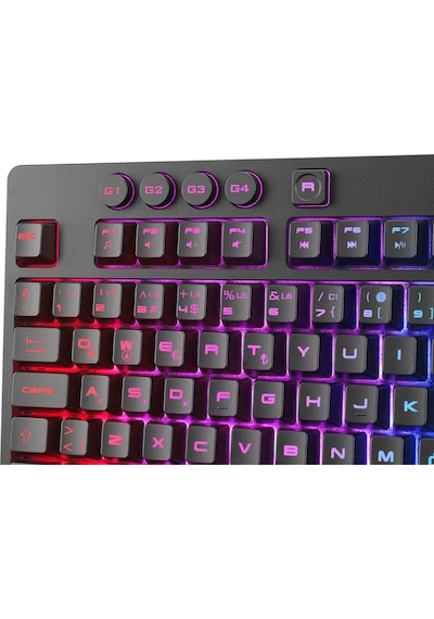 Rampage KB-GX65 SIMULA USB RGB Aydınlatmalı 4 Makro Tuşlu Bilek Destekli Oyuncu Klavye