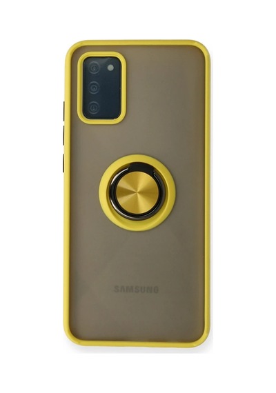 Samsung Galaxy A02s Kılıf Montreal Yüzüklü Silikon Kapak - Sarı 0.2M-Çok Renkli