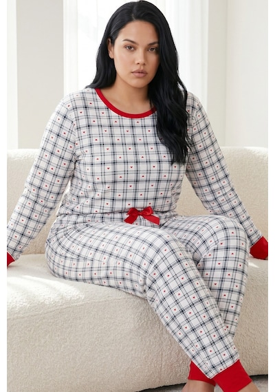 Siyah İnci Pamuklu Likralı Büyük Beden Battal Boy Örme Pijama Takım 26240900 Çok Renkli Siyah İnci Pamuklu Likralı Büyük Beden Battal Boy Örme Pijama Takım 26240900 Çok Renkli