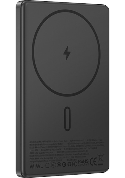 Wiwu Wi-p072 Pd 20w M-safe Şarj Özellikli Ultra İnce Aramid Fiber Powerbank 15w 5000mah Siyah Siyah