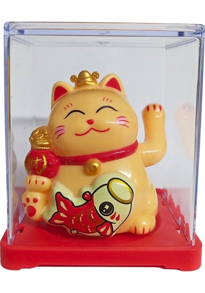 Maneki Neko El Sallayan Mini Şans Kedisi Krem Solar Güneş Enerjili 5x5cm F11krm11