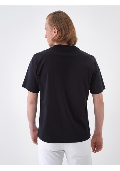 Xint Siyah Lüks Merserize Dokulu Regular Fit Tişört 502208