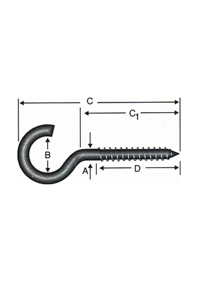 Açık Piton, Kanca, Çengel 20x80 - 144 Adet 20x80 Mm