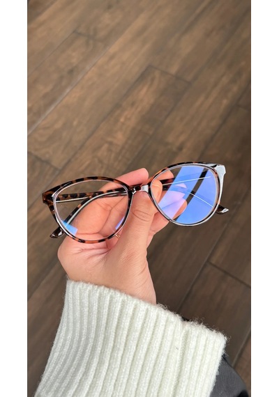Habeq Cat Eye Leopar Desenli Blue Block Gözlük Çok Renkli