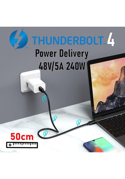 Jeyı Tb-050 50cm Thunderbolt-4 40gbps 8k 60hz Görüntü Pd 240w