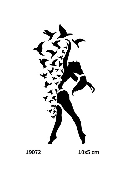 Airbrush Tattoo Kadın Ve Kuşlar Yapışkanlı Stencil Süsleme Ve Boyama Kalıbı Stencil Kalıp