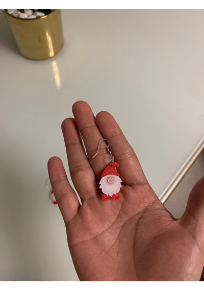 Noel Cücesi Gnome Küpe Çifti - Kırmızı Şapkalı Ve Beyaz Sakallı Sevimli Yılbaşı Aksesuarı Kırmızı
