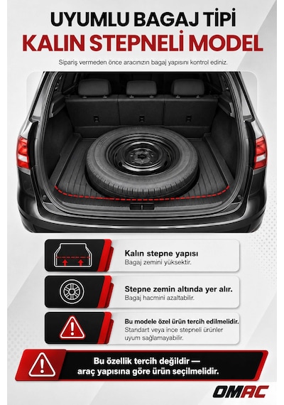 Citroen C4-x 2022+ Uyumlu Araca Özel Kauçuk Tpe Bagaj Havuzu Siyah Kalın Stepneli Model İçin