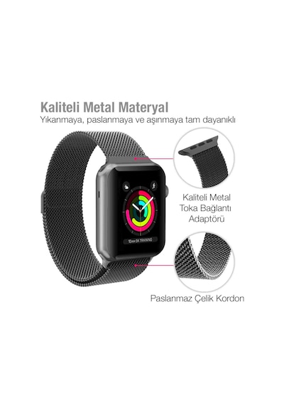 Ally Apple Uyumlu  Watch 7 45 MM 6-5-4 44 MM Kayış Kordon Metal Milano Loo (120526893)