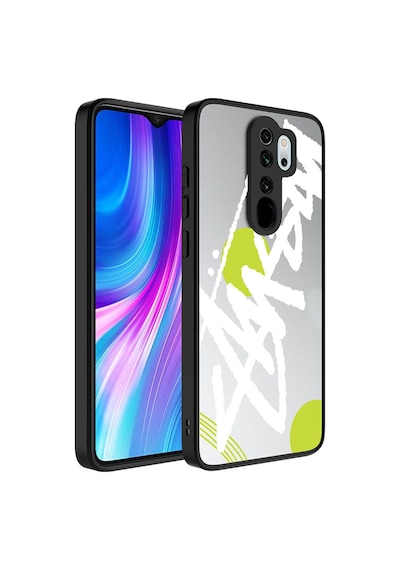 Xiaomi Redmi Note 8 Pro Kılıf Aynalı Desenli Kamera Korumalı Parlak Zore Mirror Kapak Yazı