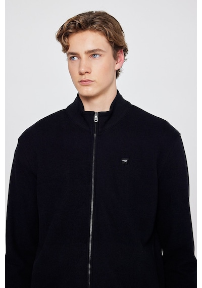 Wrangler Pamuklu Relaxed Fit Dik Yaka Fermuarlı Selanik Örgü Sweatshirt Siyah
