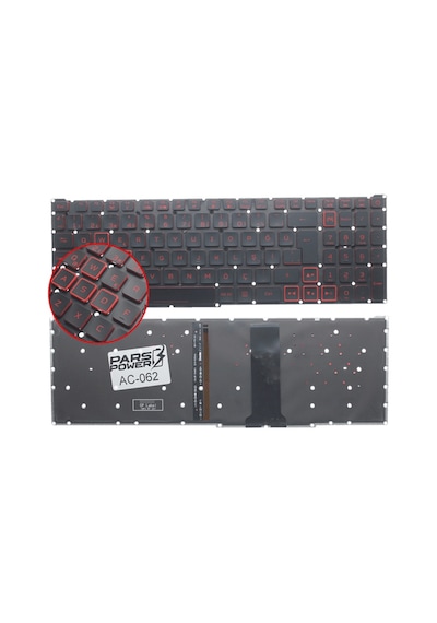Acer Uyumlu Nitro 5 AN515-43 NH.Q6ZEY.007 Klavye Işıklı (Siyah TR) (Pars Power) Ver.1 - Kırmızı Aydınlatma 723410