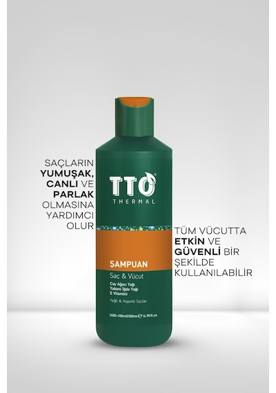 Tto Saç Ve Vücut Şampuanı 500 Ml Yeşil Çay Ağacı Yağı / Tea Tree Oıl