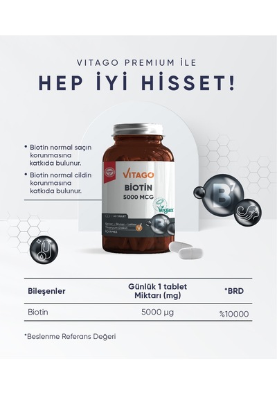 Vitago Premium Biotin 5000 Mcg 60 Tablet