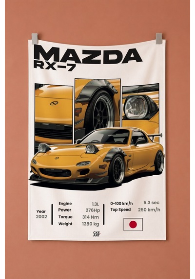 Mazda Rx-7 Dekoratif Duvar Örtüsü Duvar Halısı Reaste