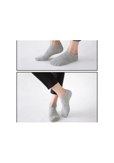 Black Swallow Erkek Pamuklu Yarım Bilek Gri Patik Çorap 12 Li Paket