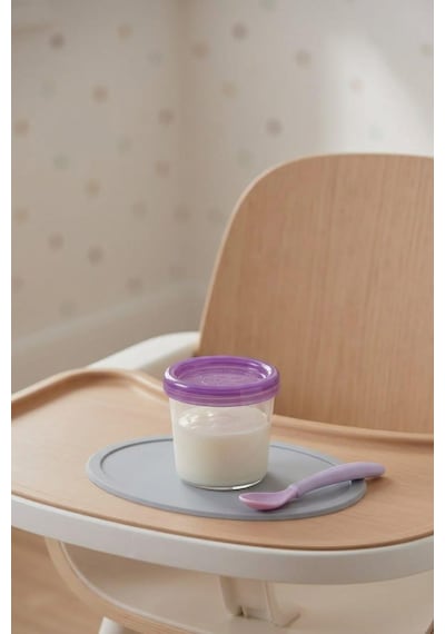 Vivart 4 Lü 180 Ml Anne Bebek Süt ve Mama Bebek Organik Besin Ölçekli Sızdırmaz Kapaklı Saklama Kabı Mor