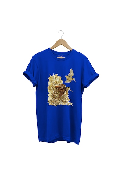 Hunter Avcılık Çulluk Avcılığı Vahşi Yaşam Baskılı Regular Fit %100 Pamuk Mavi T-shirt Saks Mavi
