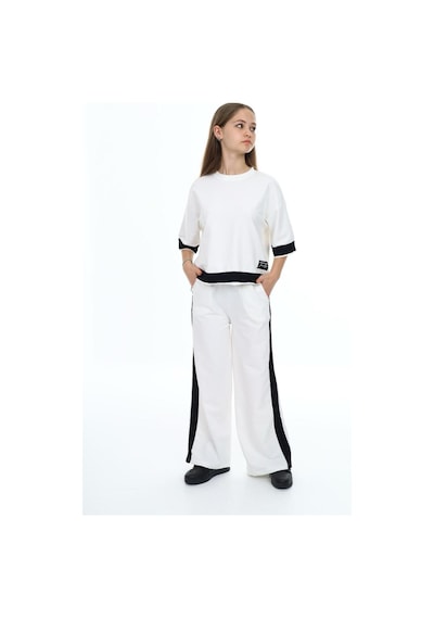 Kız Çocuk %100 Pamuk Oversize Yarım Kol Alt-üst Eşofman Takım-eşt-0013 Beyaz