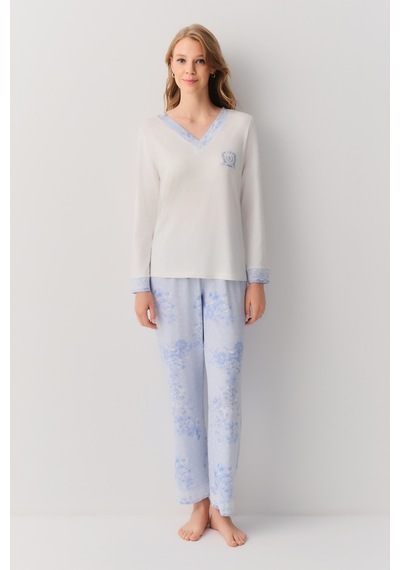 Suwen Giselle Pijama Takımı Sh26263660348 Mavili
