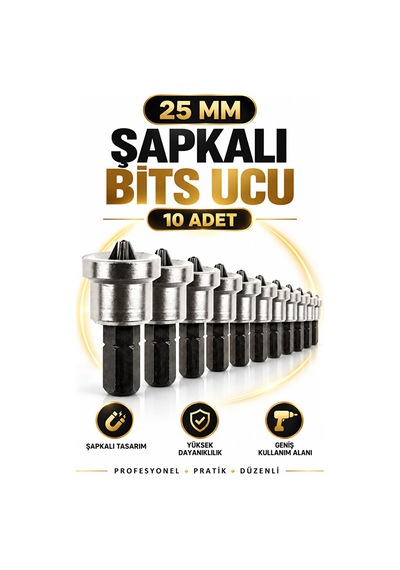 Bits Ucu Seti 10 Adet 25 Mm Ph2 Yıldız Vidalama Uçları