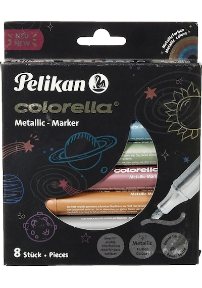 Pelikan Colorella 8'li Jumbo Metalik Keçeli Boya Kalemi / 411-fb8