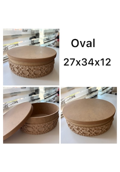 Ham Ahşap Oval Dekoratif Kutu 7