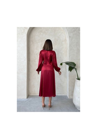Verymoda Kraşlı Saten Önden Bağlamalı Bluz F1916 Bordo