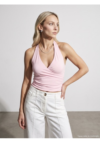 Dilvin 21268 Halter Top-toz Pembe