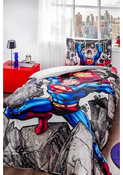 Özdilek Tek Kişilik Lisanslı Nevresim Takımı Superman Stone Mavi