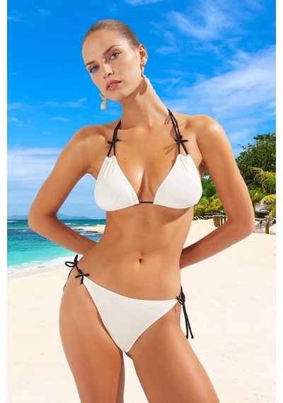 Ersefa Tasarım Bikini Takımı Özel Premium Kalite Uv Korumalı Plaj Ve Hav Ekru