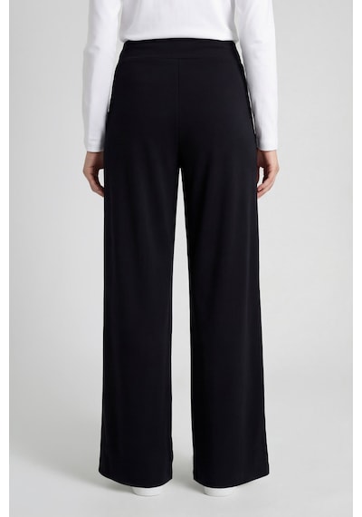 Siyah Comfort Fit Geniş Paça Korsajlı Palazzo Kadın Pantolon - 94681