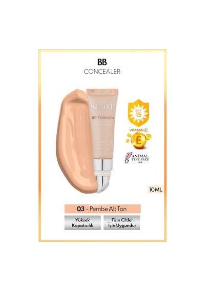 Note Cosmetique Bb Concealer Spf 15 Yoğun Kapatıcı Metal Başlıklı Göz Altı Kapatıcısı - 03 Orta Koyu