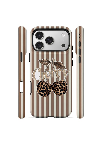 Velvoria Valestra Cherry Leopar Apple iPhone Uyumlu 17 Pro Darbe Korumalı Kılıf Valestra Select - Cherry Leopar