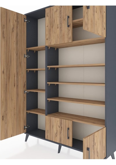 Arges Dolap 10 Raflı 5 Kapaklı 132x30x195 Antrasit-çam/çam Antrasit Arges Dolap 10 Raflı 5 Kapaklı 132x30x195 Antrasit-çam/çam Antrasit