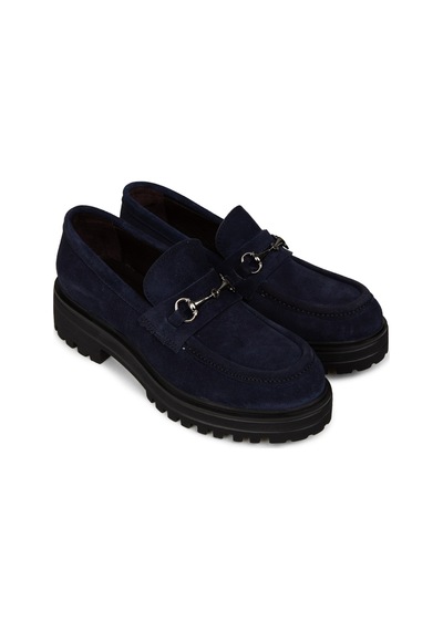 Deery Kadın Hakiki Süet Lacivert Toka Detaylı Loafer - 02024zlcve01 Lacivert
