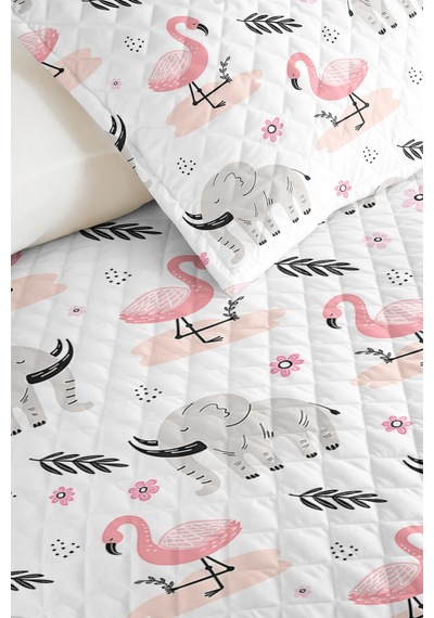 Evimde Bambaşka Pembe Safari Hayvanlı Kız Çocuk Pike Takımı - Gri Tropikal Bebek Odası Yatak Örtüsü - 160x220 CM Evimde Bambaşka Pembe Safari Hayvanlı Kız Çocuk Pike Takımı - Gri Tropikal Bebek Odası Yatak Örtüsü - 160x220 CM