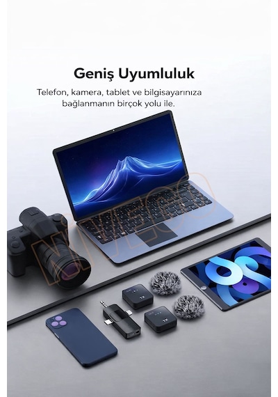 Nivego Yüksek Kalite Profesyonel 3 In 1 Kablosuz Taşınabilir Youtuber Yaka Mikrofonu Tüylü Lightning / Type-c