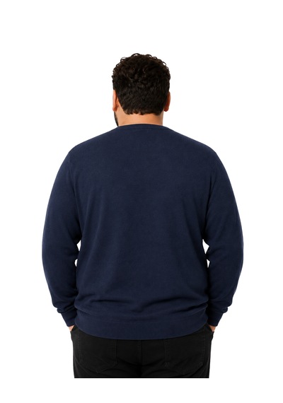 Battalmoda Erkek Büyük Beden Lacivert V Yaka Pamuklu Kazak 3xl-4xl-5xl-6xl